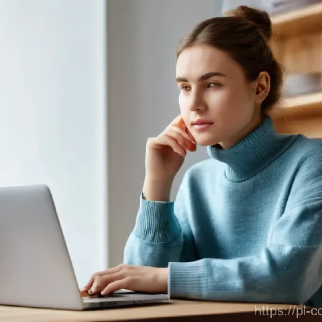 소비자 피해 예방과 분쟁 해결법 - **Prompt 1: The Suspicious Online Deal**
"A young Polish woman, in her late 20s, with short brow...