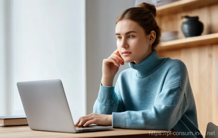 소비자 피해 예방과 분쟁 해결법 - **Prompt 1: The Suspicious Online Deal**
"A young Polish woman, in her late 20s, with short brow...