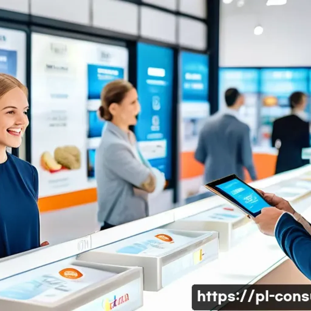 소비자 보호와 윤리적 경영 - A professional customer service scene in a modern Polish retail environment, featuring a friendly em...