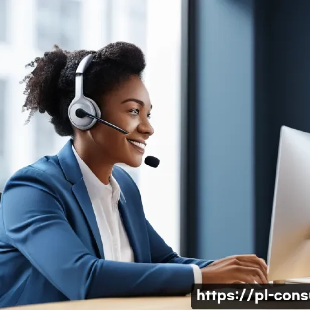소비자 불만 처리와 문제 해결 사례 - A professional customer service representative at a modern office desk, engaging in open and transpa...