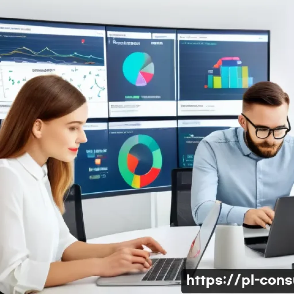 소비자 행동 데이터를 활용한 신제품 혁신 전략 연구와 분석 - A modern office scene showing a diverse team of Polish marketing professionals analyzing consumer da...
