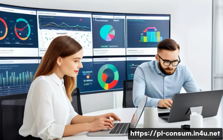 소비자 행동 데이터를 활용한 신제품 혁신 전략 연구와 분석 - A modern office scene showing a diverse team of Polish marketing professionals analyzing consumer da...