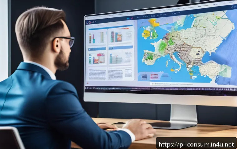 소비자 보호 관련 최신 연구와 학문적 기여 사례 연구 분석 - A modern digital workspace showcasing artificial intelligence analyzing online advertisements for co...