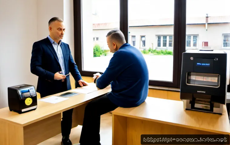 Home 17 소비자분쟁조정위원회 활동 사례 - Photorealistic consumer dispute mediation meeting in a modern Polish public service office, a calm m...